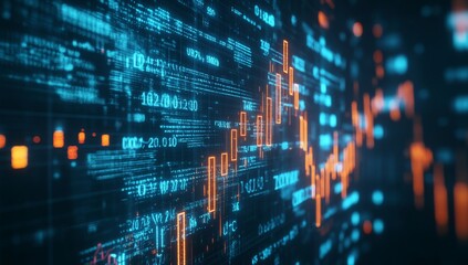 Digital financial data stream with technical indicators