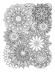 Zentangle Coloring Pages for adults. abstract floral background