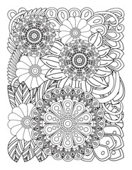 Zentangle Coloring Pages for adults. ornamental round lace pattern