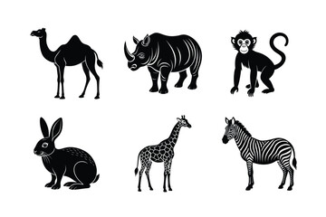 A set of domestic and wild animals