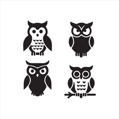 set of owls birds