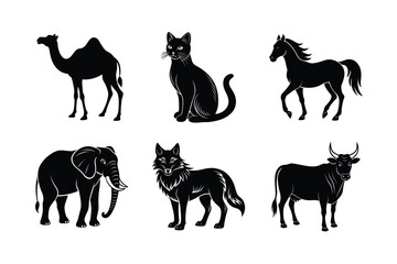 Fototapeta premium A set of domestic and wild animals