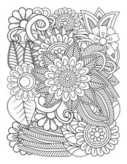 Zentangle Coloring Pages for adults. hand drawn vector illustration of flower