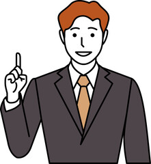 ナンバー1ポーズをするスーツの男性。その2