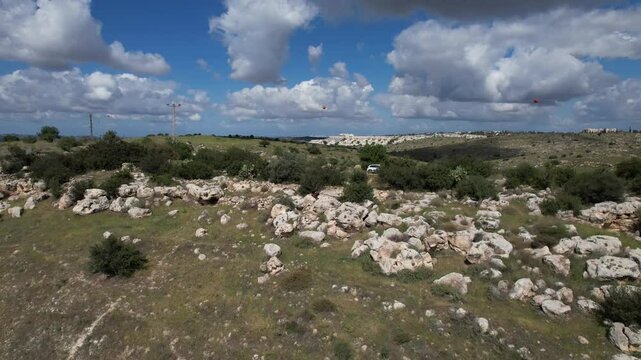 Aerial video over beautiful nature in Modiin Israel