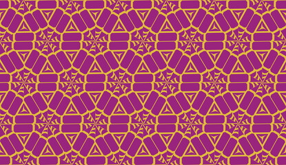 Curved line in triangles style. Vector illustration. Purple orange color. For interior wallpaper, smart design, fashion print. Seamless