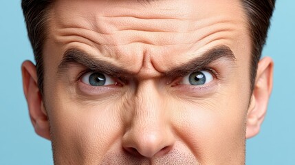 Whimsical portrait of a man with an intriguing mustachestyled hairdo