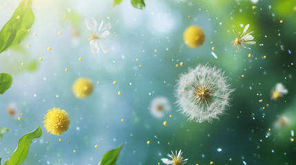 pollen, allergy, care, seasonal, particles, floating, air, relief, impact, wellness, prevention, treatment, symptoms