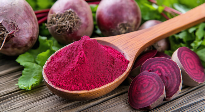P&oacute; de beterraba em uma colher de pau