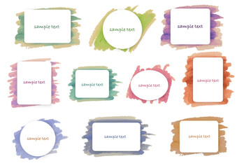 シンプルな水彩フレームセット