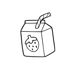 simple strawberry drink box with straw outline