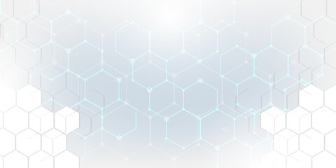 Abstract white technology hexagonal background.