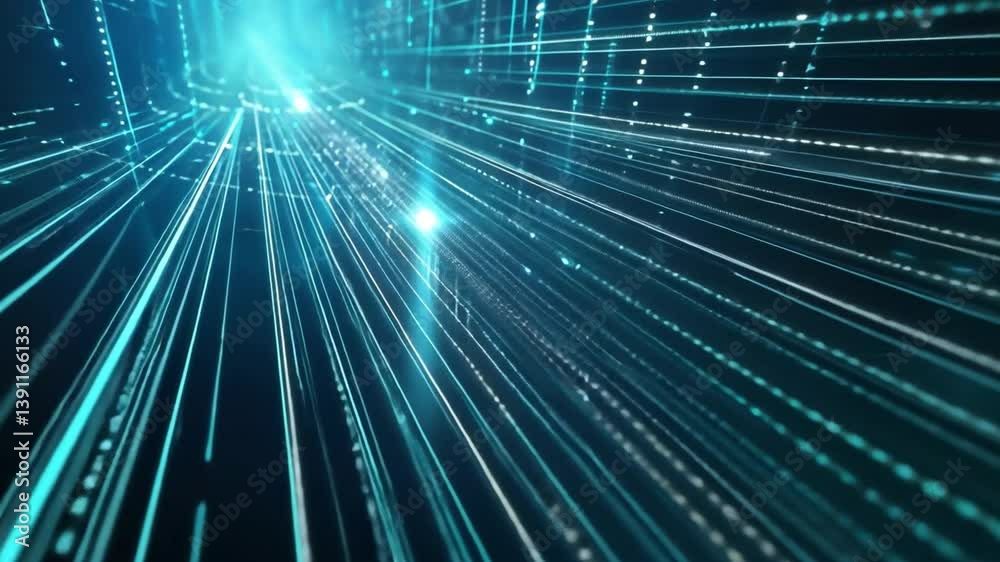 Poster mesmerizing digital background glowing blue lines and particles create depth and movement in abstrac