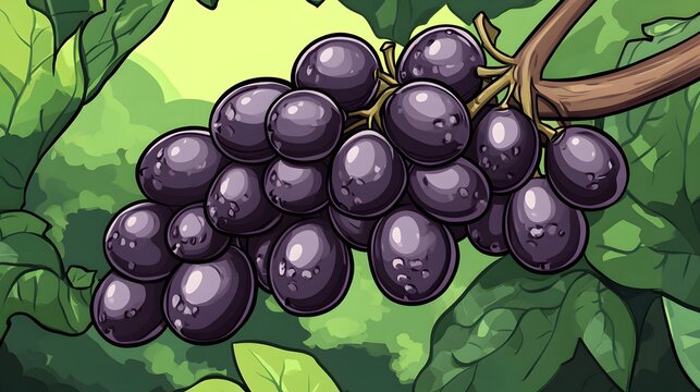 Illustrative art of bacaba berry harvest festival in tropical garden