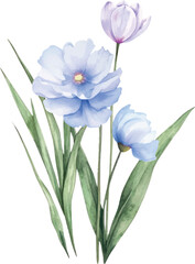Watercolor Flowers Purple Element