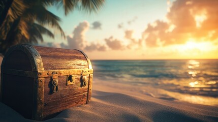 Fototapeta premium Sunset Beach Treasure Chest (1)