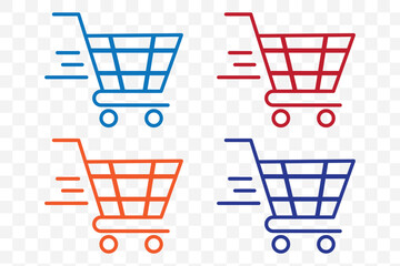 Shopping cart icon set, Full and empty shopping cart symbol, shop and sale, vector illustration.