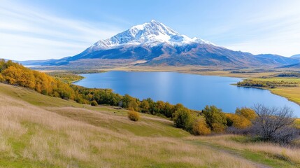 Naklejka premium Autumnal mountain lake vista