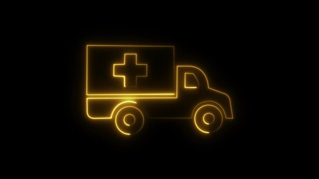 Medical vertical ambulance icon animation with emergency vehicle design