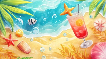 Tropical Beach Cocktail Summer Vacation