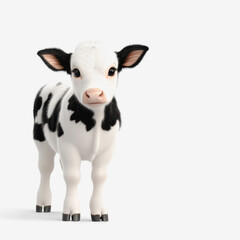 Adorable baby cow standing cheerfully in a green pasture with bright eyes and soft fur under a clear blue sky