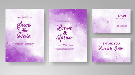 Wedding invitation with abstract splash watercolor