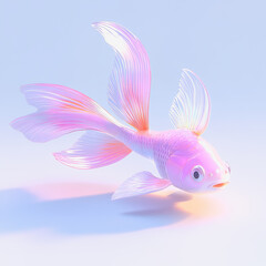 Charming 3d full body illustration of a vibrant goldfish swimming gracefully in a clear aquatic environment