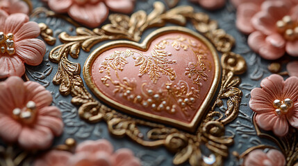 Fototapeta premium Delicate Heart Ornament, Detailed Design
