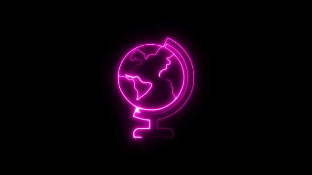 Earth vertical globe icon animation with digital world map design