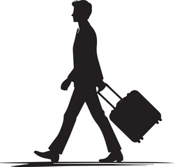 businessman with luggage vector illustration, businessman with luggage silhouette vector, businessman with luggage logo vector full body