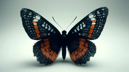 Fototapeta premium A detailed studio shot shows a beautiful butterfly with open wings