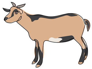 Goat in continuous line drawing style on white background.