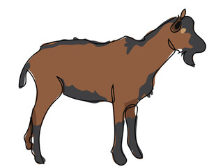 Goat in continuous line drawing style on white background.