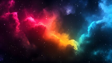 Naklejka premium Colorful space scene with various nebula and bright stellar objects