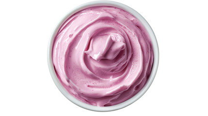 Delicious pink yogurt dessert kitchen table food photography bright atmosphere close-up cutout background for easy use