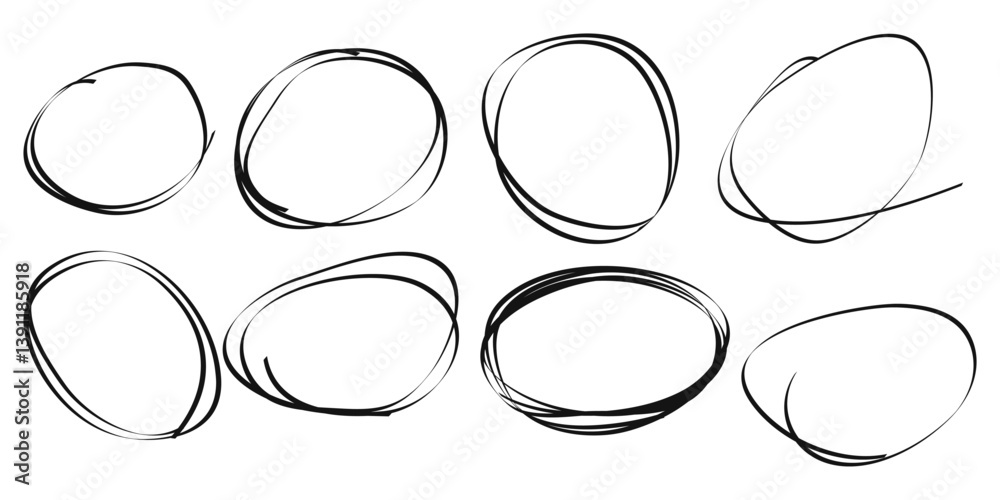Poster hand drawn scribble line circles. doodle circular for message note mark design element. vector illus