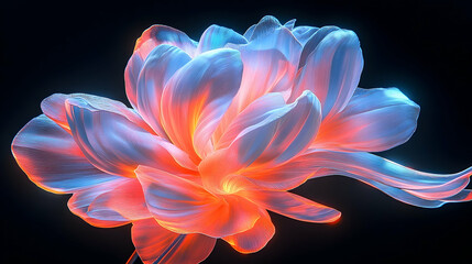Fototapeta premium A glowing flower illustration with blue and orange illuminated petals