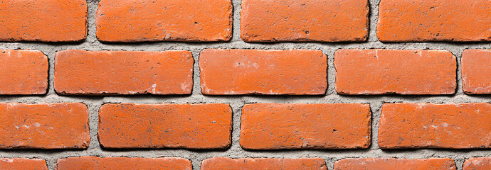 Obraz premium Detailed Brickwork Texture of Orange Rectangular Bricks and Gray Mortar Joint Pattern Background