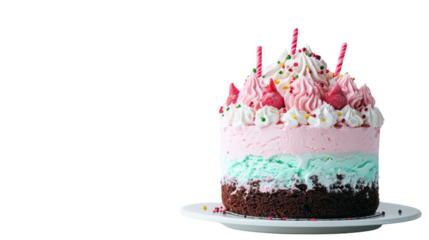 Delicious birthday cake cutout background colorful celebration dessert photography bright environment close-up concept