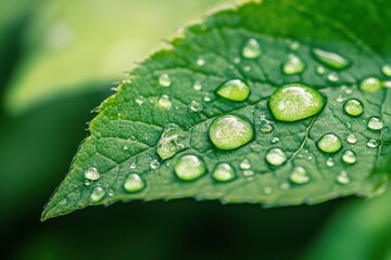 Dew Drops on Leaf