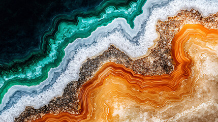 Geological Cross Section Agate Formation Displaying Multi Colored Layers and Crystalline Structures