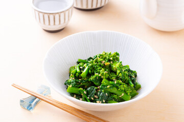 菜の花の辛子醤油和え