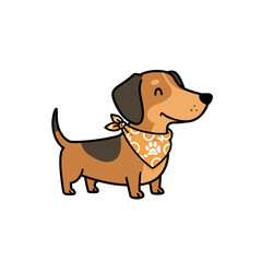 Cute Cartoon Dachshund Dog with Bandana