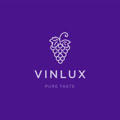 Minimalist Grape Line Art Logo &ndash; Simple grape logo symbolizing freshness and nature.