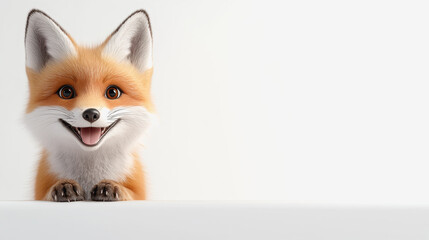 Obraz premium Delightful 3d illustration of a wild fox with its mouth open in a playful expression surrounded by nature