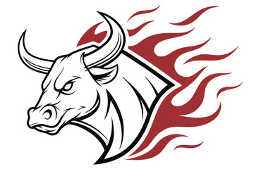 A black vector illustration shows a cute cartoon goat head with horns, a farm animal design