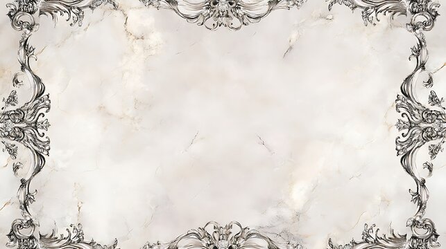 Elegant Rococo Marble Frame Design Background