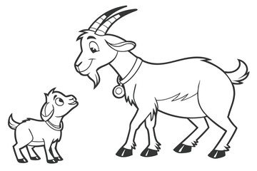 Cute cartoon goat silhouette, an isolated farm animal vector illustration