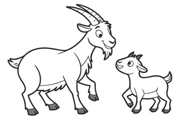 Cute cartoon goat vector illustration animal