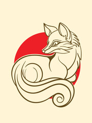 fox illustration with japanese style for kaijune event